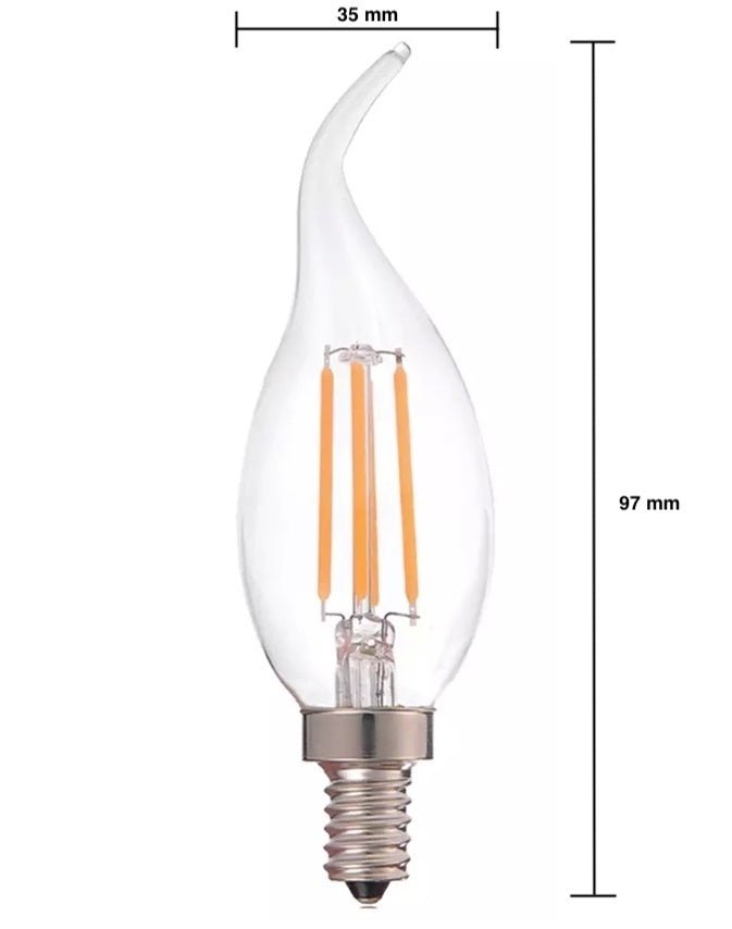 LED filamentlampe E14 C37, 5W erstatter 40W, 2700K varm hvid fra LCB