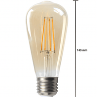 lcb led filamentpære e27 st64 6w 2200k ekstra varm hvidt lys