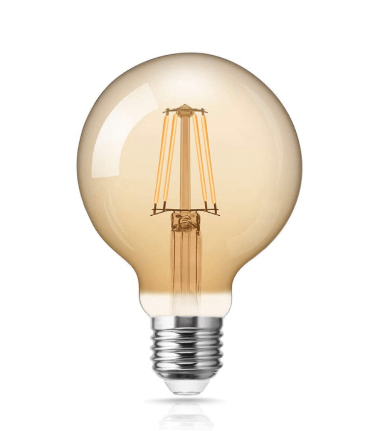 lcb led filament pære e27 g125 4w 2200k ekstra varm hvidt lys xl globe