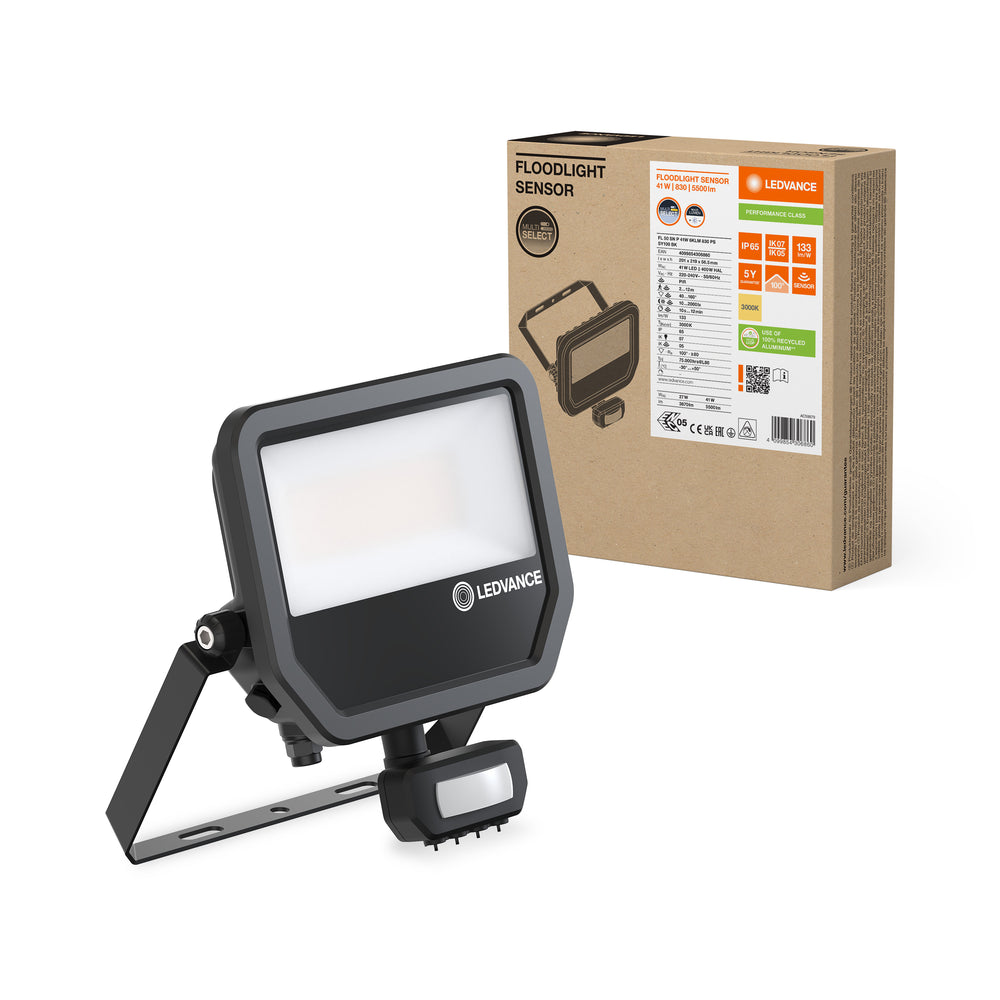 LED Projektør Sensor GEN 3 Sort 41W 3000K 5500 lumen IP65 med bevægelses- og lyssensor, erstatter 100W