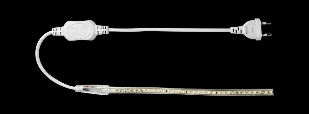 LED-lyssnor V1 med 230V EU-stik, 60 LED'er pr. meter, 9mm fleksibelt design for nem installation