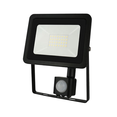 Spectrum LED projektør med PIR sensor 20W 230V 1700 lumen 3000K IP44 Sort kabinet til udendørs brug