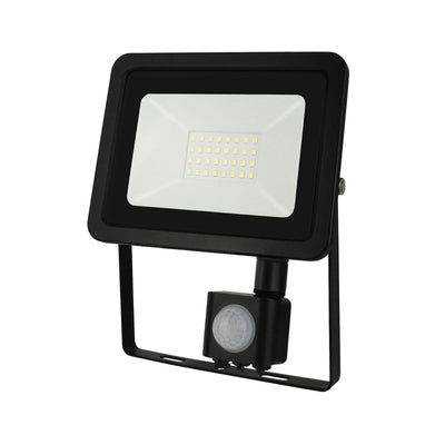 Spectrum LED projektør med PIR sensor, 20W 230V 4000K 1820 lumen IP44 Sort udendørs belysning