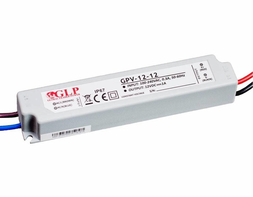 GLP LED-strømforsyning 12V 12W 1A, IP67 vandtæt driver til 12V LED-belysning