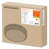 LED Vægarmatur Bulkhead med Sensor, 10W 800 lumen, 3000K Varm Hvid, IP65 IK10, Sort Ø250MM