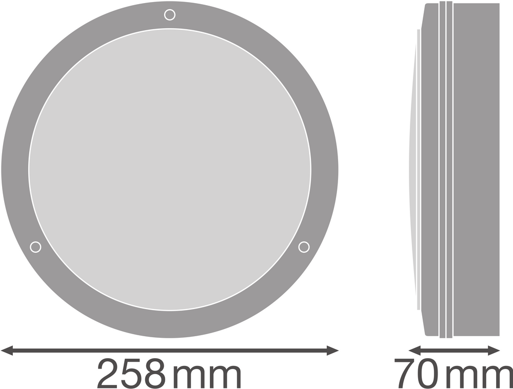 LED Vægarmatur Bulkhead med Sensor, 10W 800 lumen, 3000K Varm Hvid, IP65 IK10, Sort Ø250MM