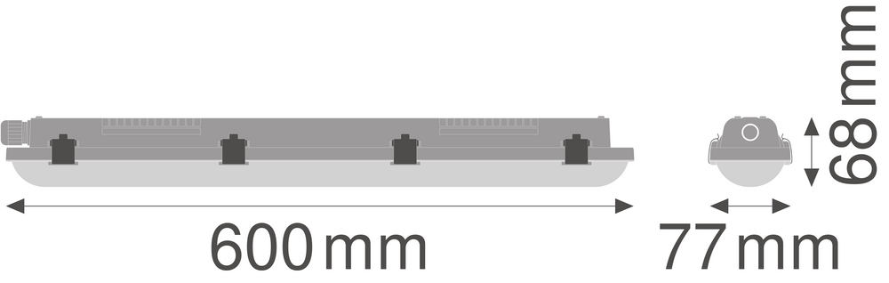 LED vandtæt monteringsarmatur 18W 2160 lumen 4000K kold hvid 60cm fugtbestandig