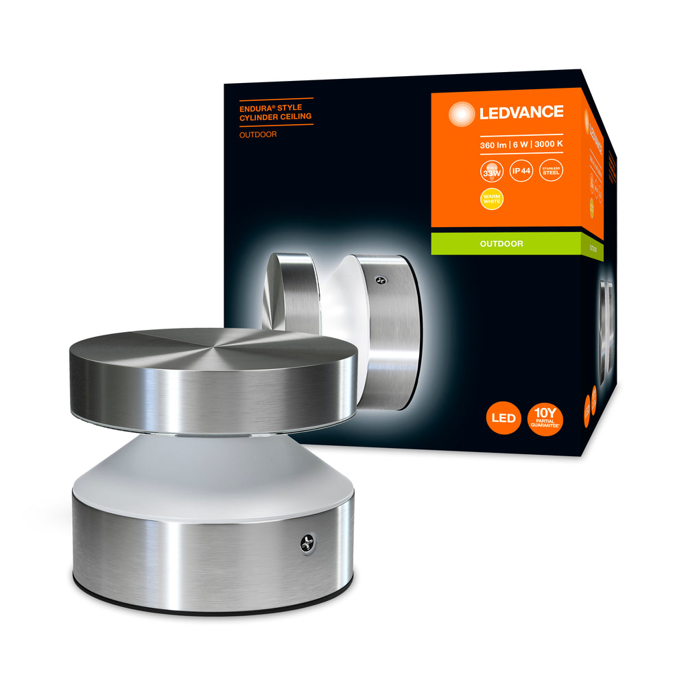 Ledvance ENDURA Style Cylinder Udendørs LED Loftlampe 6W 3000K IP44 Rustfrit Stål