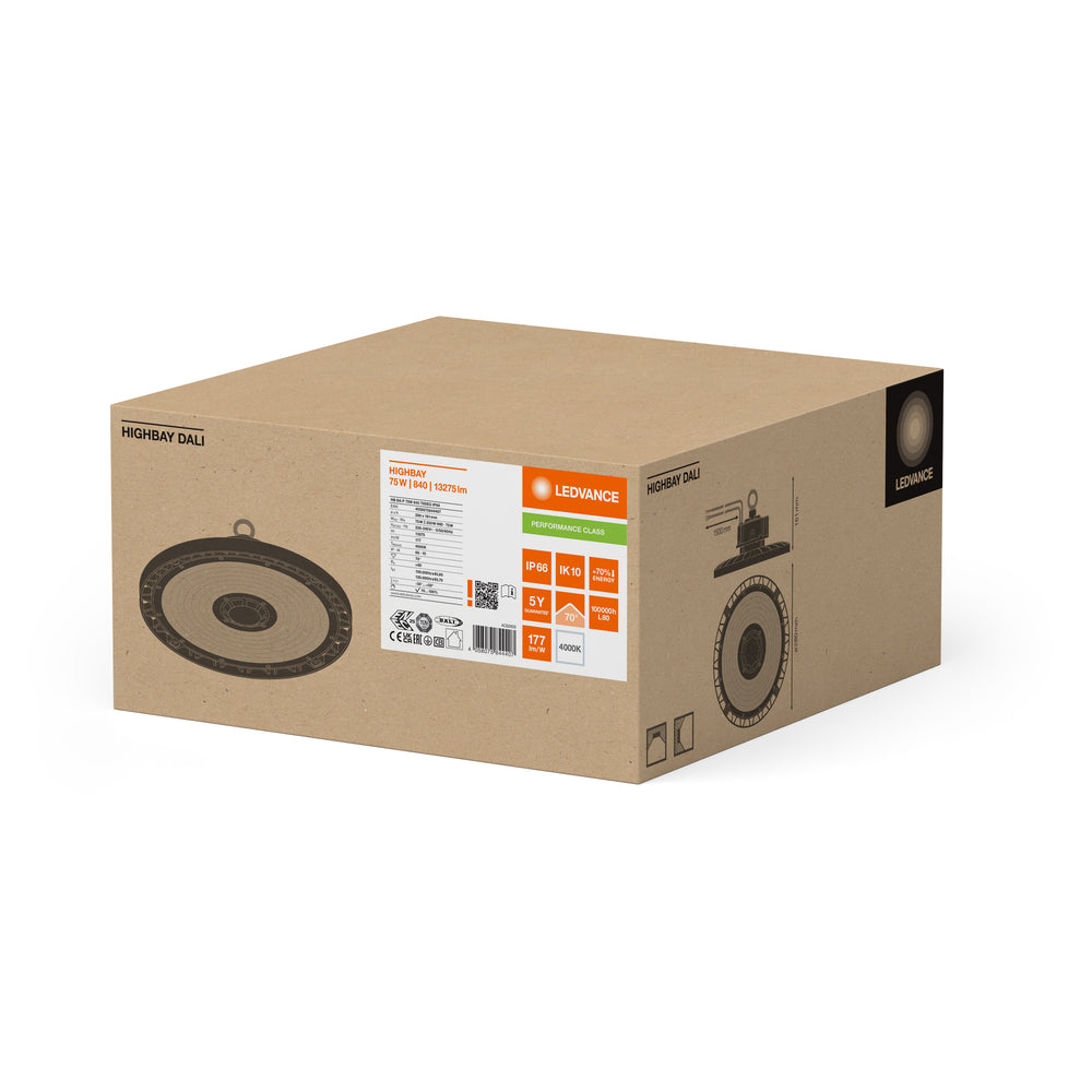 Ledvance HIGH BAY DALI GEN 5 LED 75W 4000K 13275 lumen 70° Sort IP66 IK10 Aluminium Industriel Belysning