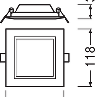 Ledvance LED Downlight Slim Square 6W 6500K Hvid Indbygget Loftlampe IP20 430 lumen 118x118mm