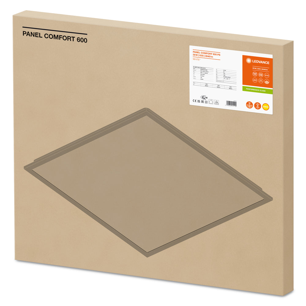 Ledvance LED Panel Comfort 28W 4000K Aluminium Hvid, slank loftsbelysning til kontorer og hjem