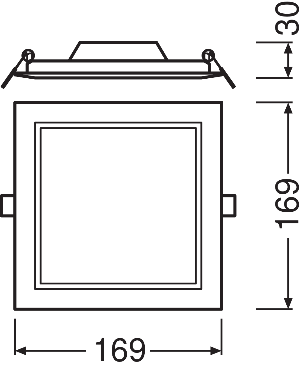 Ledvance LED slank firkantet downlight 12W 6500K 1020 lumen indbygget Hvid IP20 169x169mm