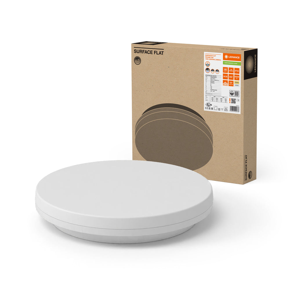 Ledvance LED overflade flad rund loft væglampe 19W 2660 lumen 3000K 4000K IP54 IK08 Hvid