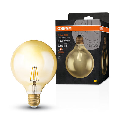 Ledvance Vintage 1906 LED Globe 6.5W E27 2400K Guld Glas Pære 720 lumen 220-240V IP20 124mm