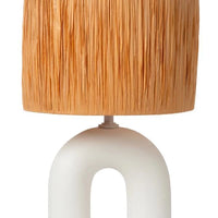 Lucide LED bordlampe Ronda med E27 fatning, rattanskjerm, keramisk base, 28x28x45cm Hvid til indendørs brug