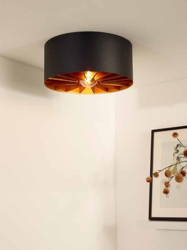 Lucide ZIDANE LED ceiling light Black Ø40cm 1xE27 IP20 modern metal fixture