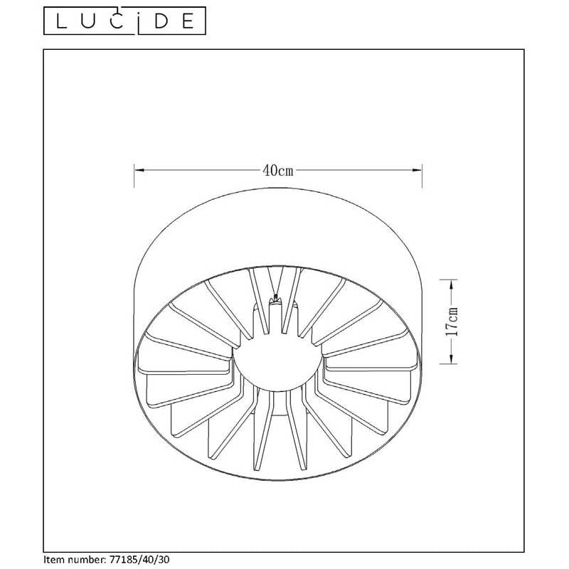 Lucide zidane loftlampe Ø40 cm 1xE27 sort LED uden dæmpning