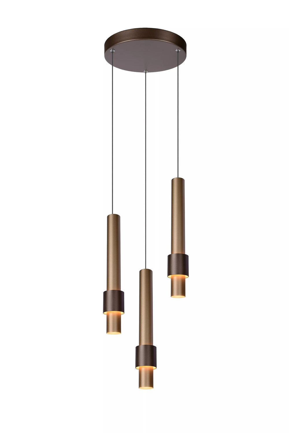 Lucide margary LED pendant light 3x4W 2700K coffee 28cm dimmable