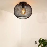 Lucide MESH loftlampe Ø30cm, E27 fatning, metalcylinder design, mat sort finish, IP20 indendørsbelysning