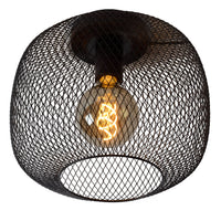 Lucide loftlampe MESH 30cm E27 fatning sort - Ø30cm moderne loftlys med holdbart aluminium, IP20, CE-certificeret