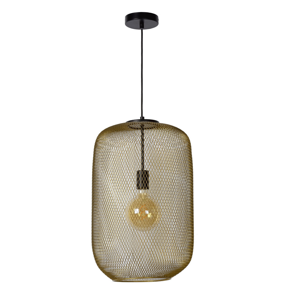 Lucide LED pendant light MESH Ø35cm E27 fitting, matt gold/brass, modern ceiling fixture for ambient lighting