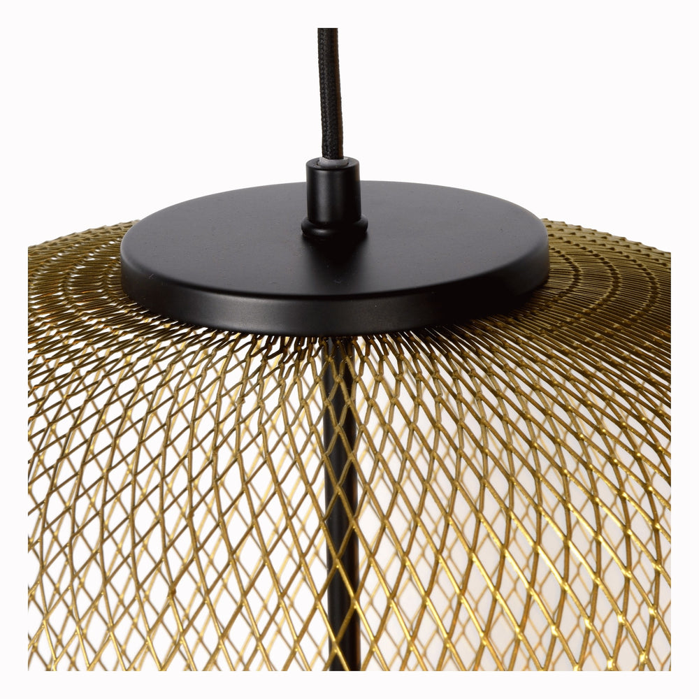 Lucide LED pendant light MESH Ø35cm E27 fitting, matt gold/brass, modern ceiling fixture for ambient lighting