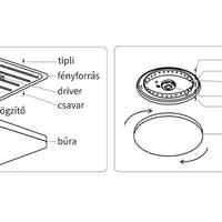 Modee LED Loftlampe 2x48W 3CCT 2700K-6500K 9120 lumen IP20 Ø510x75mm Brun med fjernbetjening