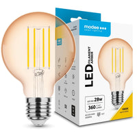 Modee LED Filament Amber Globe G80 4W E27 1800K 360 lumens 320° Glass Bulb Non-Dimmable