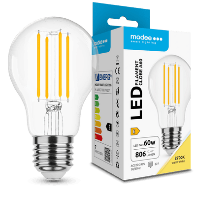 Modee LED Filamentpære A60 7W E27 2700K 806 lumen 360° Glas Ikke dæmpbar