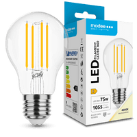 Modee LED Filamentpære A60 8W E27 4000K 1055 lumen 360° Glasglobus IP20 Ikke dæmpbar