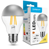 Modee LED Filament Pære A60 E27 4W 2700K 400 lumen 320° Sølvtoppet Glas Ikke-Dæmpbar