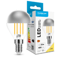 Modee LED filamentpære G45 Silver Top 4W E14 2700K 400 lumen 320° varm hvid glas krom