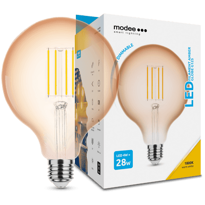 Modee LED Filament Globus G125 4W E27 Rav 1800K 300 lumen 320° Dæmpbar IP20