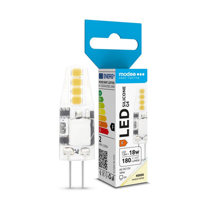 Modee LED G4 silikonepære 1.8W 12V AC/DC 4000K 180 lumen ikke dæmpbar spotlys IP20