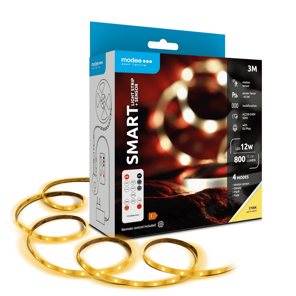 Modee LED Smart Strip 12W IP20 2700K 800 lumens 3M with remote and motion sensor