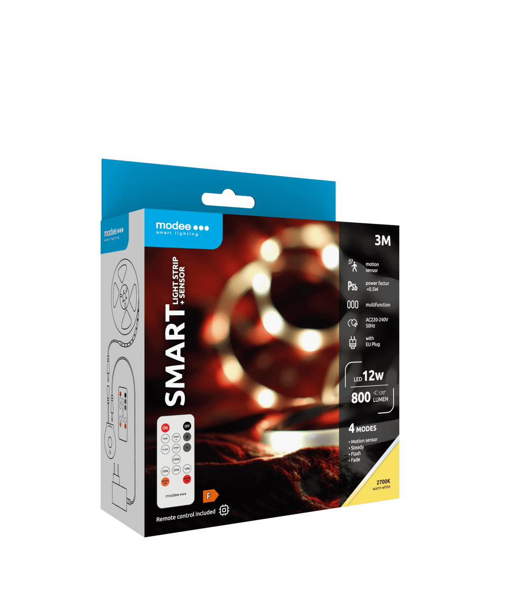 Modee LED Smart Strip 12W IP20 2700K 800 lumens 3M with remote and motion sensor