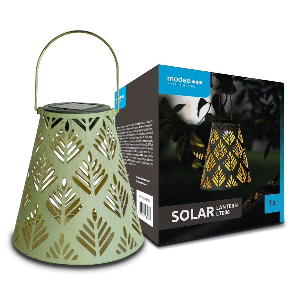 Modee LED Solcellelanterne LT006, Metal Rund, 2800-3200K Varmt Lys, IP44 Udendørs, Genopladeligt Batteri