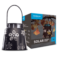 Modee LED Solcellelanterne LT008, 2800-3200K Varm Hvid, IP44 Udendørs Metal Rund Sort, Genopladeligt Batteri