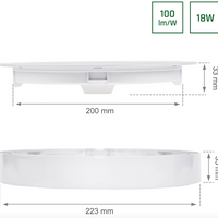 Spectrum LED round ceiling light 18W 1900 lumens 4000K surface or recessed White IP20 IK06 230V