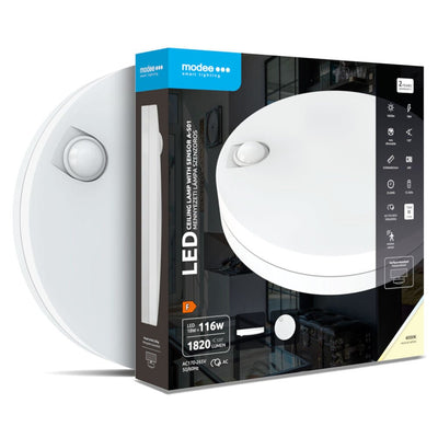 Modee LED loftlampe med PIR sensor, 18W, 4000K, 300x62mm, energieffektiv indendørs belysning