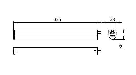 Philips BN021C LED Monteringsskinne 5W 3000K 480 lumen 220-240V IP20 Hvid 326mm