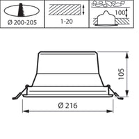 Philips CoreLine Downlight Gen 5 LED 19W 2300 lumen 3000K UGR19 Hvid 216mm Udskæring 220-240V IP20
