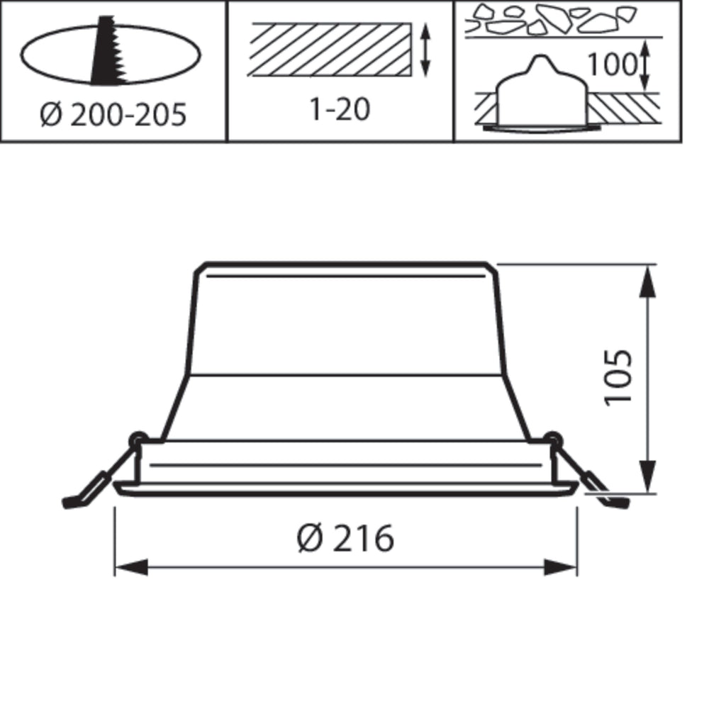 Philips CoreLine Downlight Gen5 LED 24.5W 4000K 2250 lumen DALI UGR19 IP20 Hvid Ø216mm