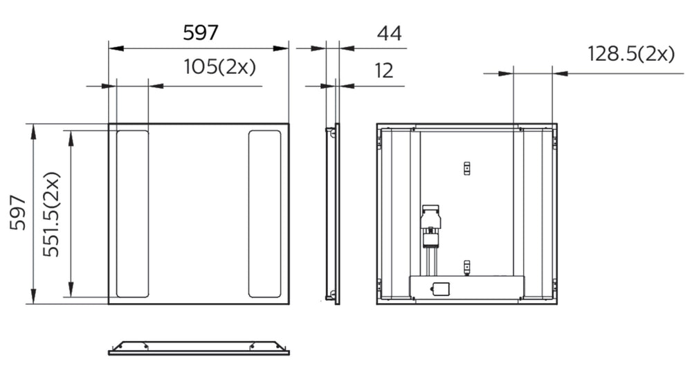 Philips CoreLine Indbygget LED Panel, 31W 37W 43W, 4000K Neutral Hvid, 3100-4300 lumen, DALI Dæmpbar, IP20/44, 597x597mm
