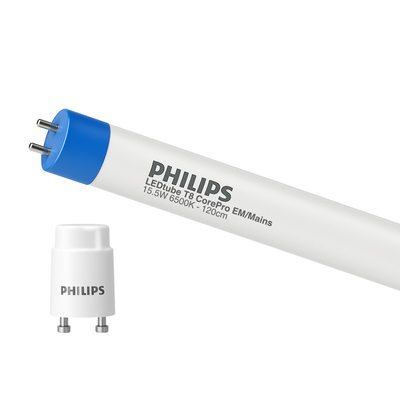 Philips CorePro LEDtube 1200mm 15.5W T8 6500K G13 1800 lumen 240° Køligt dagslys Glasrør