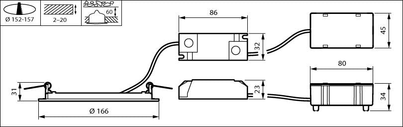 Philips DN145B LED indbygget downlight, 11W, 1100 lumen, 3000K 4000K, IP20/44, Hvid, 220-240V, CRI 80