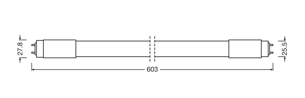Philips LED Rør T8 60cm 8W 4000K 900 lumen Kold Hvid erstatter 18W HF