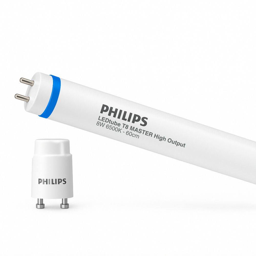 Philips MAS LEDtube 600mm HO 8W T8 1050 lumens 6500K G13 Cool Daylight, CRI 83, EM/Mains compatible