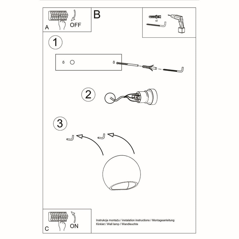 Sollux Lighting LED-lampe 50W aluminiums globe, IP20, 220-240V, 4000K, mat-guld finish