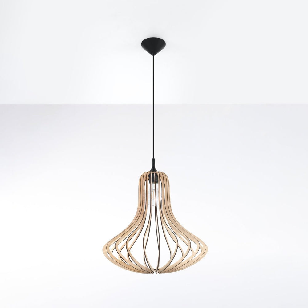 Sollux lighting LED pendant lamp ELZA with E27 fitting, warm wood finish